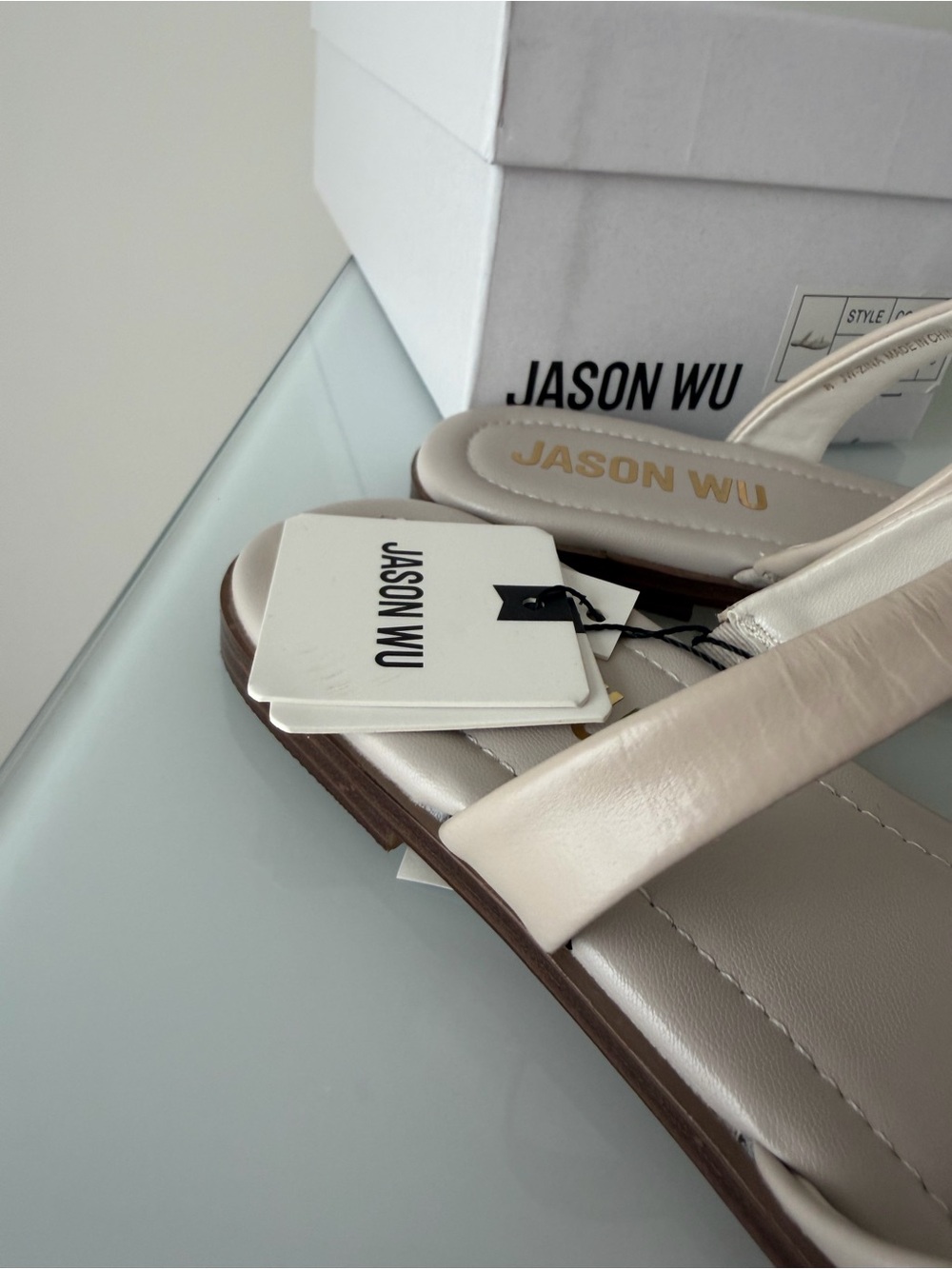 Jason Wu bone Leather Toe-Ring Sandals with Gold Accent - Picture 3 of 6